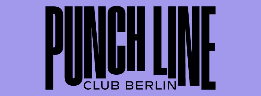 Grafische Darstellung des Logos vom Punchline Club, bekannt für Comedy-Veranstaltungen in Berlin.